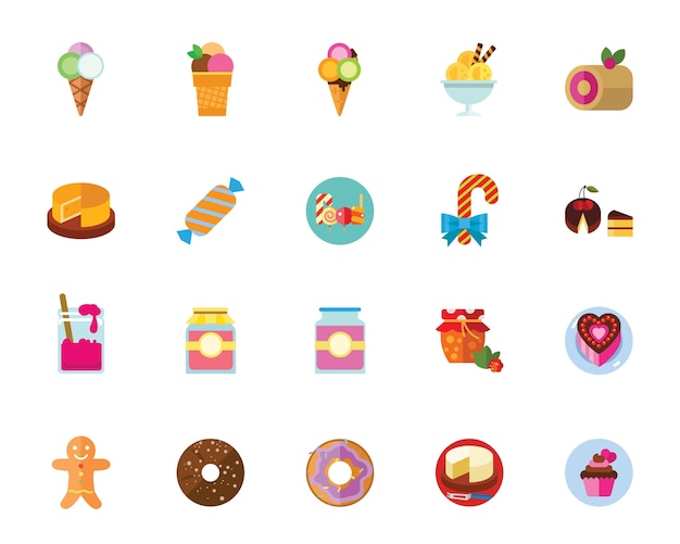 Dessert icon set