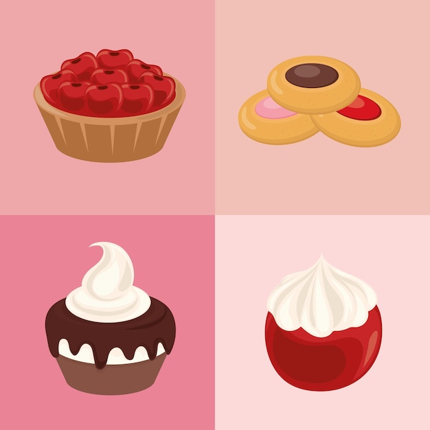 Free Vector dessert pastry icons