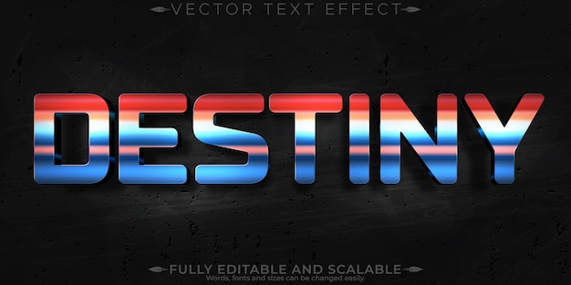 Free Vector destiny text effect editable metallic and shiny text style