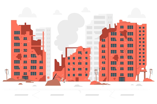 Free Vector destroyed city concept illustration