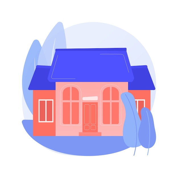 Free Vector detached house abstract concept vector illustration. single family house, stand-alone household, single-detached building, individual land ownership, unattached dwelling unit abstract metaphor.