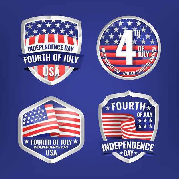 Detailed 4th of july - independence day badge collection