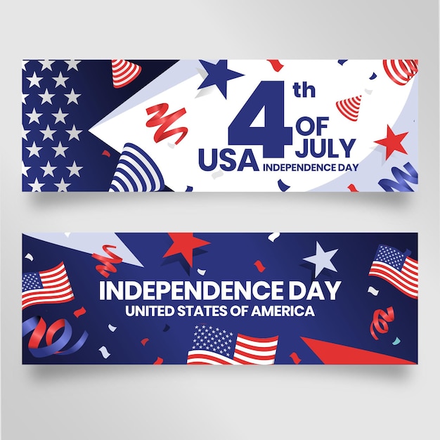 Free vector detailed 4th of july - independence day banners set