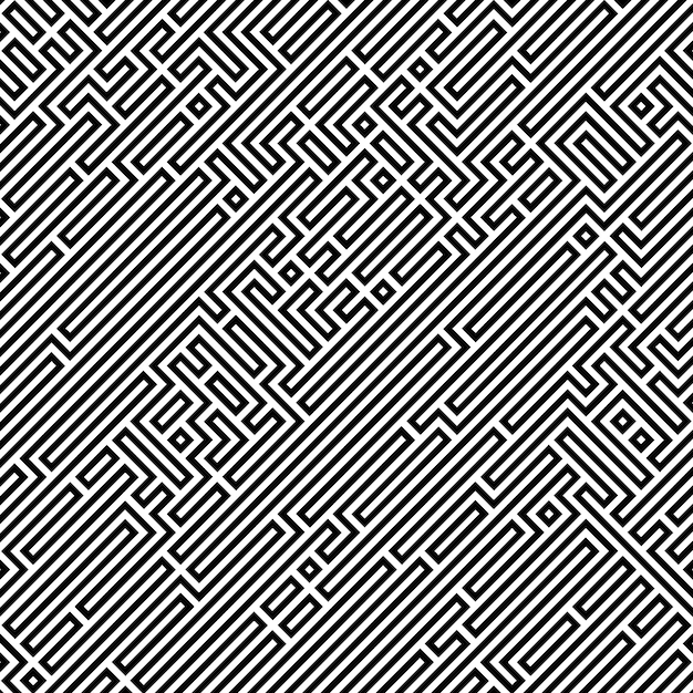 Detailed abstract maze pattern background in black and white