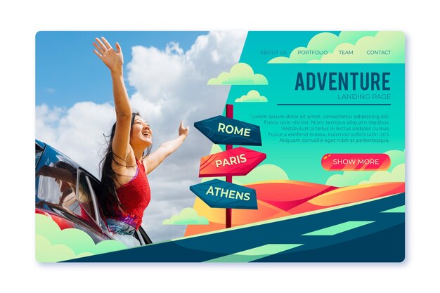 Detailed adventure landing page template with photo