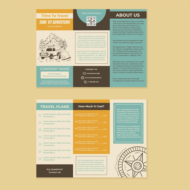 Detailed adventure trifold brochure template