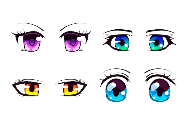 Free Vector detailed anime eye set