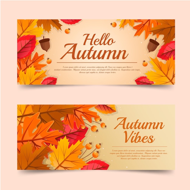 Free vector detailed autumn horizontal banners set