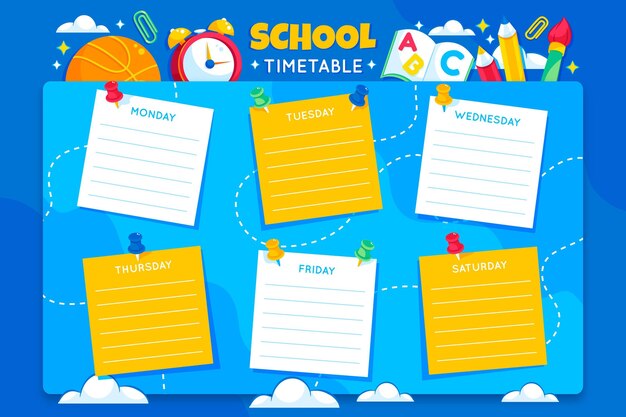 Detailed back to school timetable template