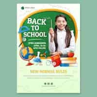 Free vector detailed back to school vertical flyer template with photo