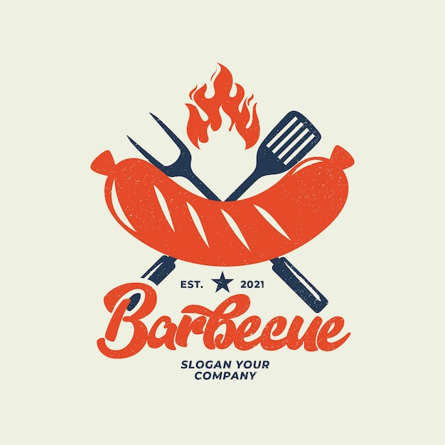 Free Vector detailed barbecue logo template