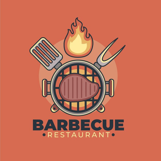 Detailed barbecue logo template