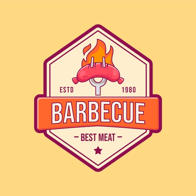 Detailed barbecue logo template