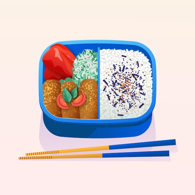 Free Vector detailed bento box illustrated