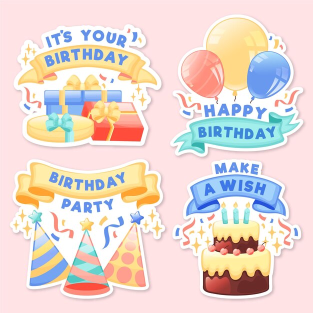 Detailed birthday badge set