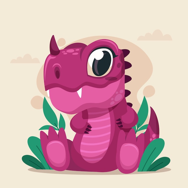 Detailed cartoon baby dinosaur