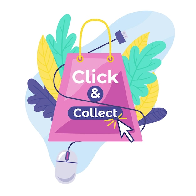 Free Vector detailed click and collect sign