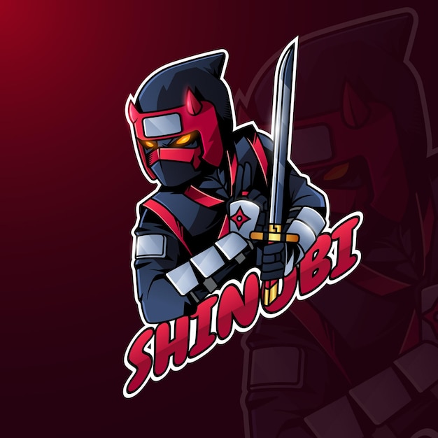 Detailed colorful ninja logo