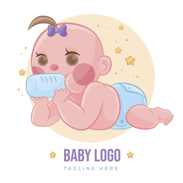 Detailed cute baby logo template