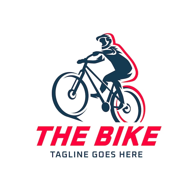 Detailed cyclist bike logo template