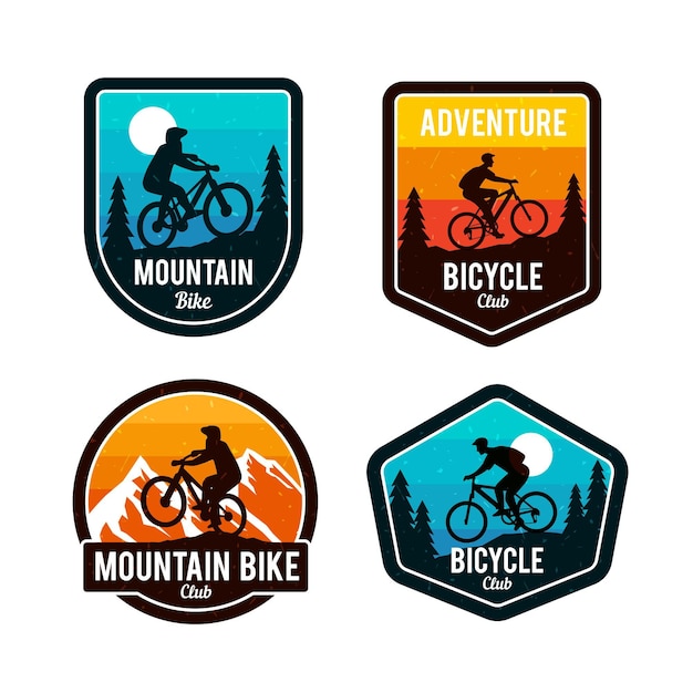 Detailed cyclist bike logo template