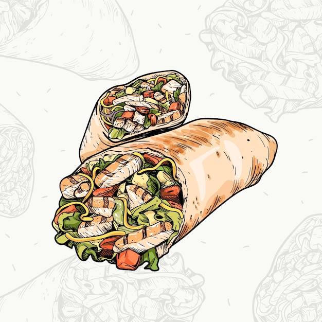 Free Vector detailed delicious shawarma illustration