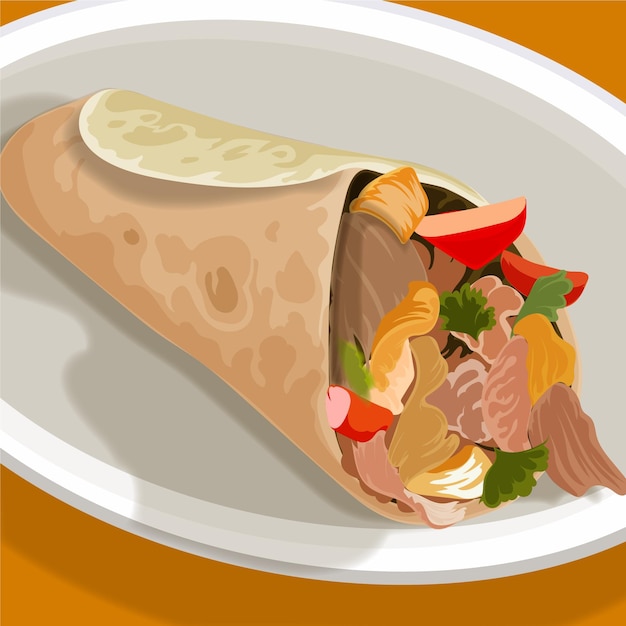 Detailed delicious shawarma illustration