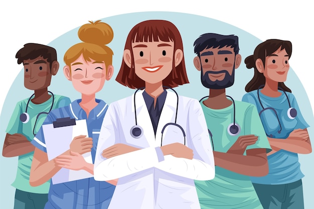 Free vector detailed doctors and nurses