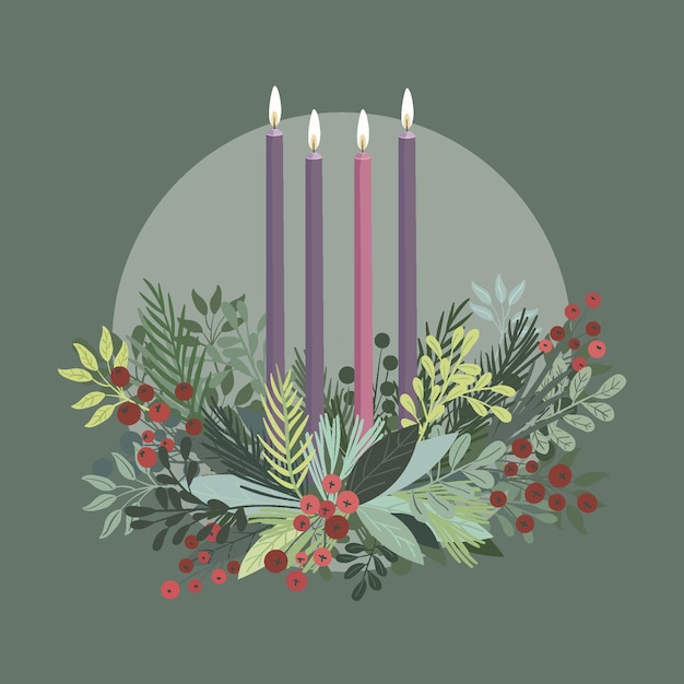 Detailed flat advent wreath