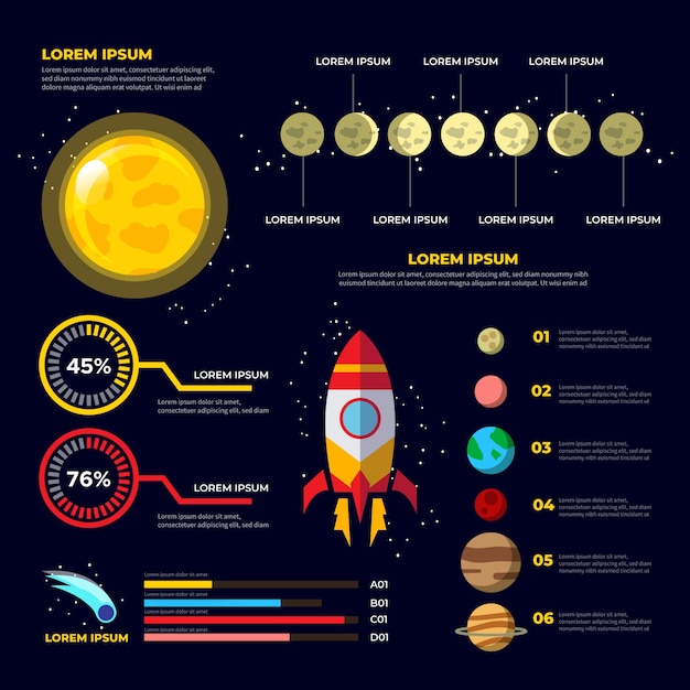 Free Vector detailed flat universe infographic