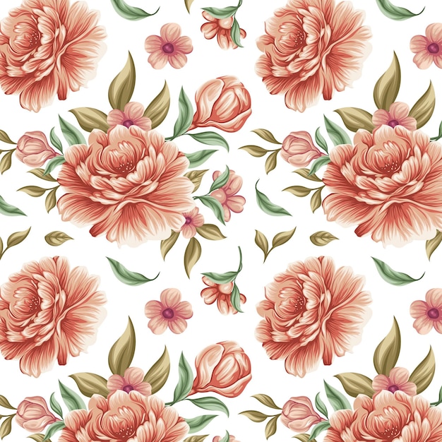 Free Vector detailed floral pattern in peach tones