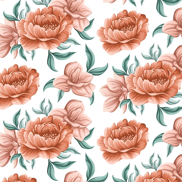 Free Vector detailed floral pattern in peach tones