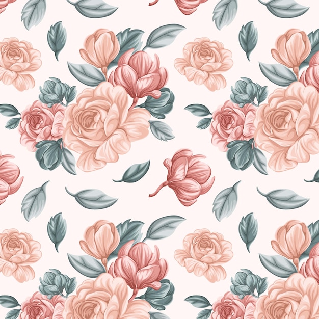 Free Vector detailed floral pattern in peach tones