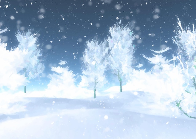 Free Vector detailed hand painted winter snowy christmas landscape