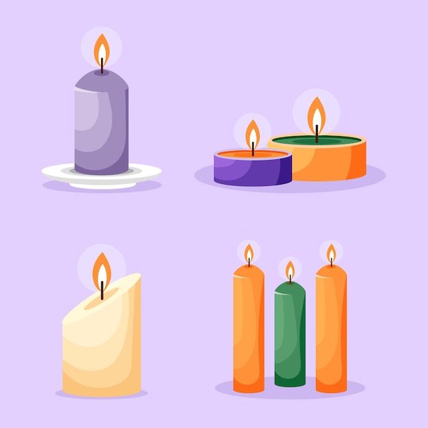 Detailed illustration scented candle pack