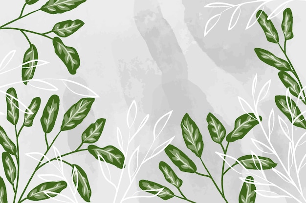 Free Vector detailed leaves with watercolor background