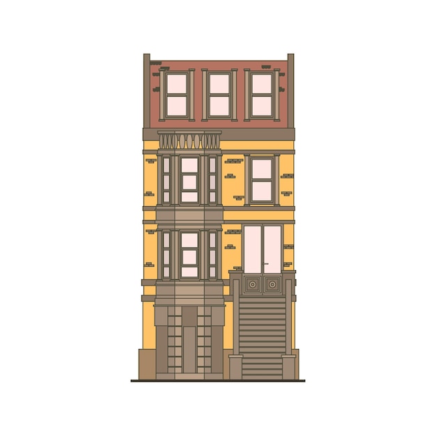 Free Vector detailed linear cityscape house