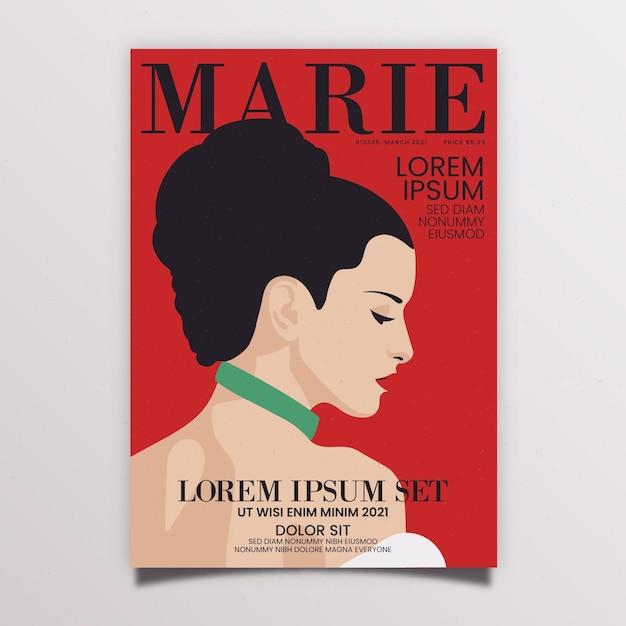 Free Vector detailed magazine cover for fashion