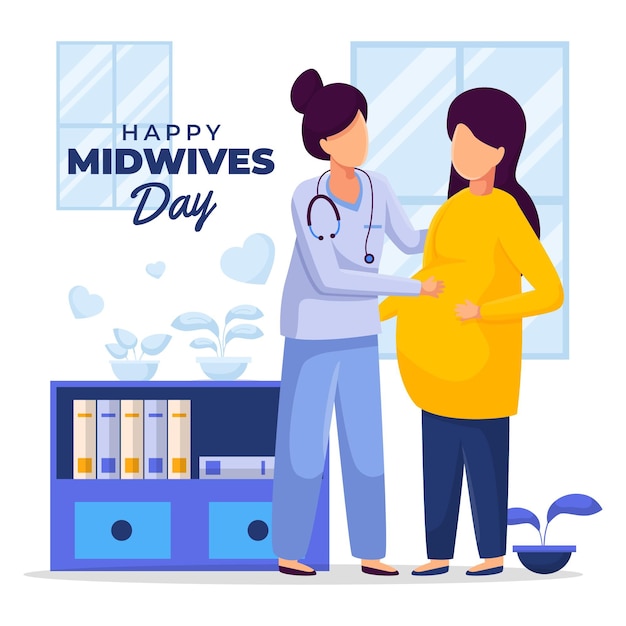 Detailed midwives day illustration