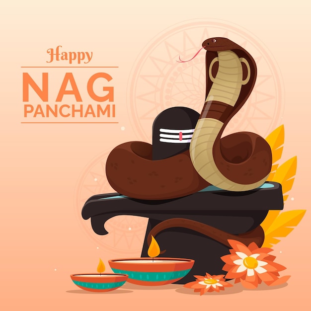 Free vector detailed nag panchami illustration