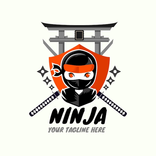 Free Vector detailed ninja logo template