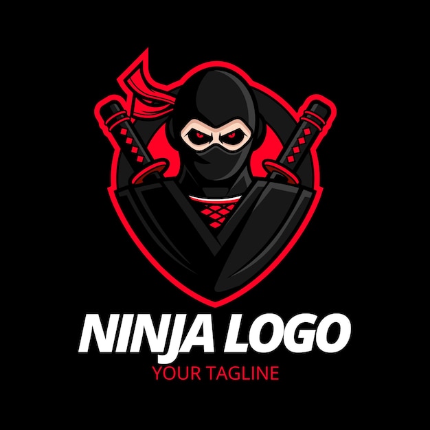 Detailed ninja logo template