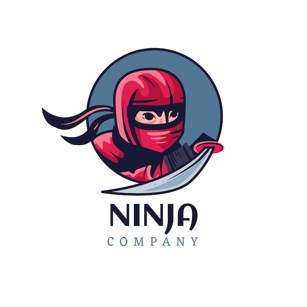 Detailed ninja logo template