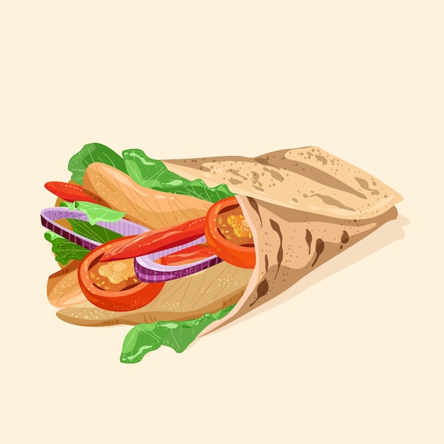 Free Vector detailed nutritious shawarma illustration