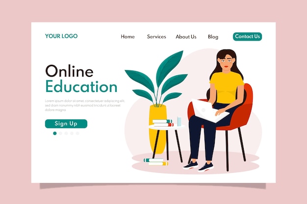 Detailed online learning landing page template