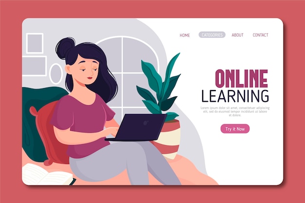 Detailed online learning landing page template