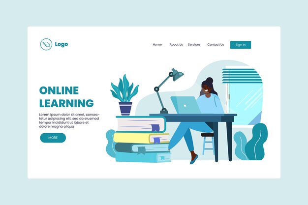 Detailed online learning landing page template