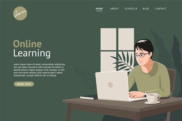 Free Vector detailed online learning landing page