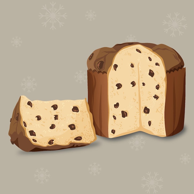 Detailed panettone in flat design