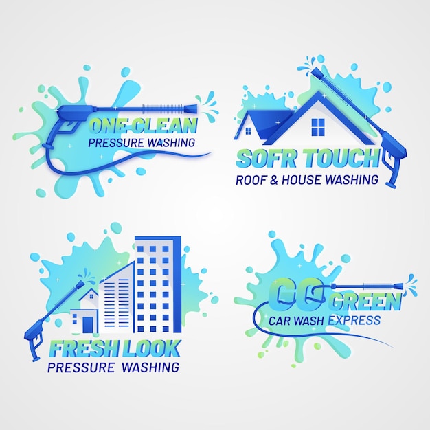 Free Vector detailed pressure washing logos